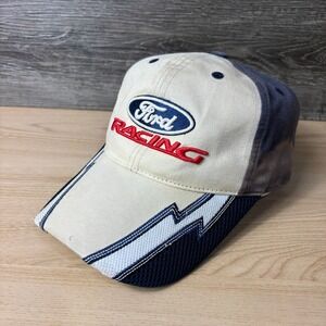 Ford Racing Hat Cap Strap Back Blue Lightning Nascar